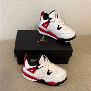Jordan Kids White and Red Sneakers